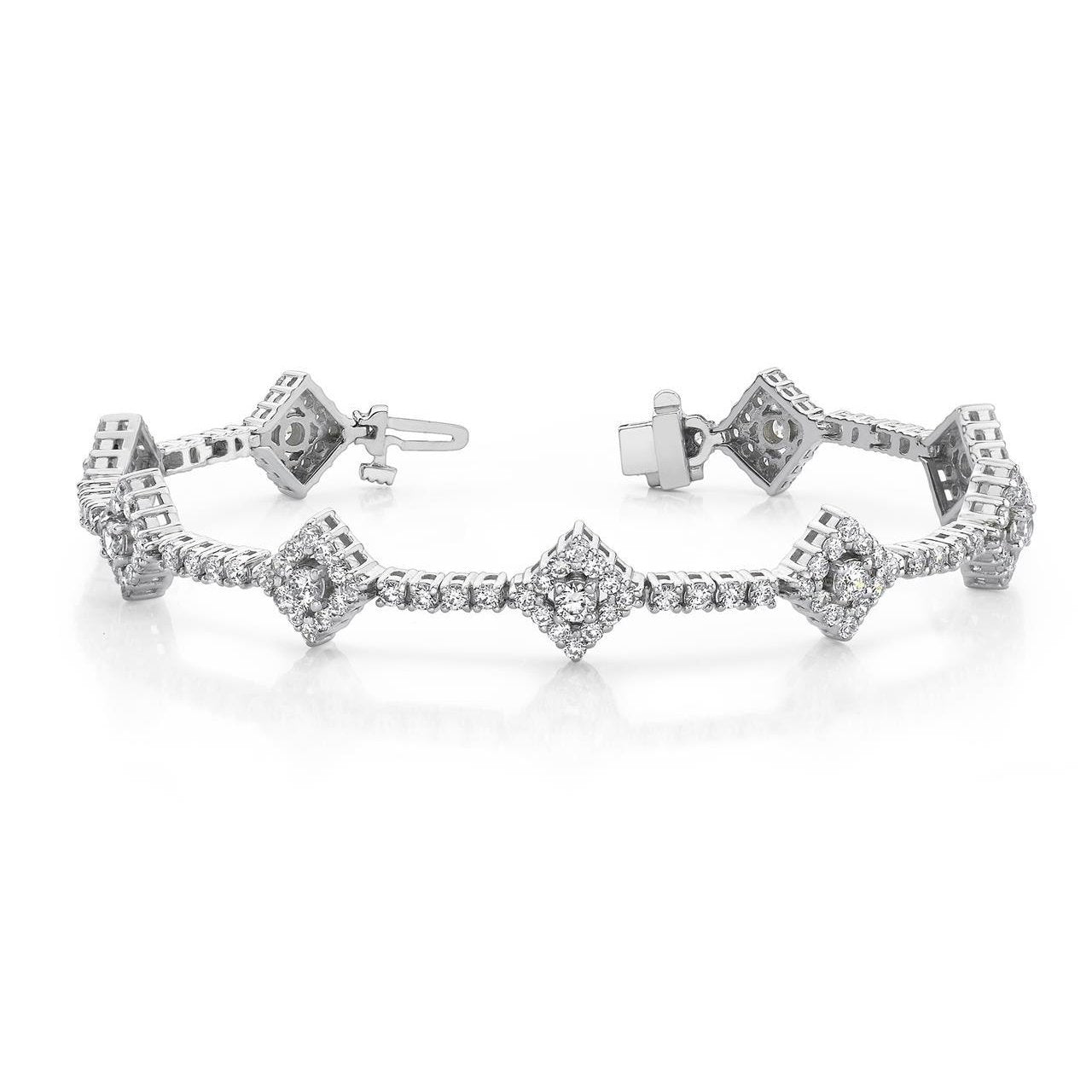 7.25 Carats Round Cut Sparkling Genuine Diamonds Link Bracelet White Gold 14K