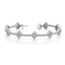 7.25 Carats Round Cut Sparkling Genuine Natural Earth Mined Diamonds Link Bracelet White Gold 14K