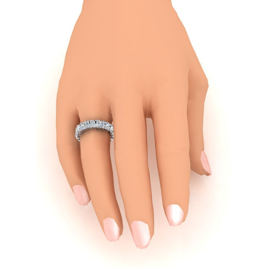 7.35 Ct. Radiant Cut Genuine Natural Earth Mined Diamond Eternity Engagement Band Gold