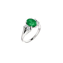 7.40 Carats Green Emerald And Diamonds Anniversary Ring 14K Gold White New
