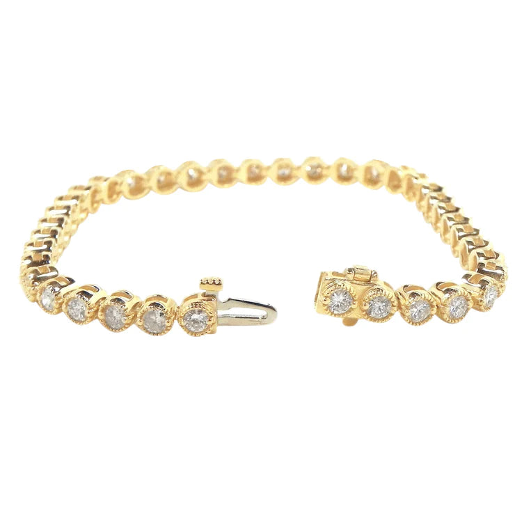 7.40 Ct Round Cut Real Diamond Tennis Bracelet Yellow Gold Jewelry