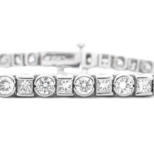 7.5 Ct Princess And Round Real Diamond Tennis Bracelet White Gold Jewelry