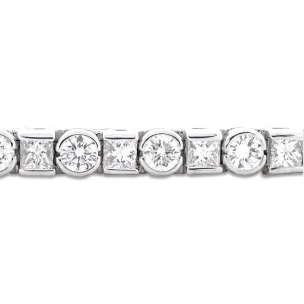 7.5 Ct Princess And Round Real Diamond Tennis Bracelet White Gold Jewelry