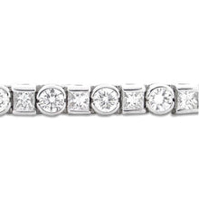 7.5 Ct Princess And Round Real Diamond Tennis Bracelet White Gold Jewelry