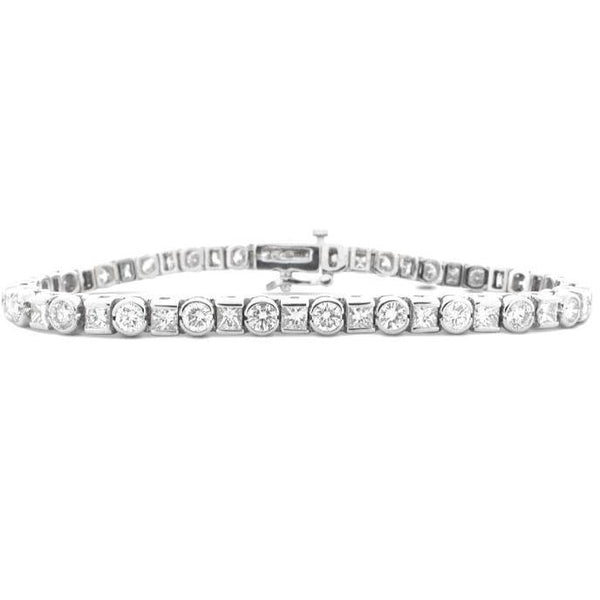 7.5 Ct Princess And Round Real Diamond Tennis Bracelet White Gold Jewelry