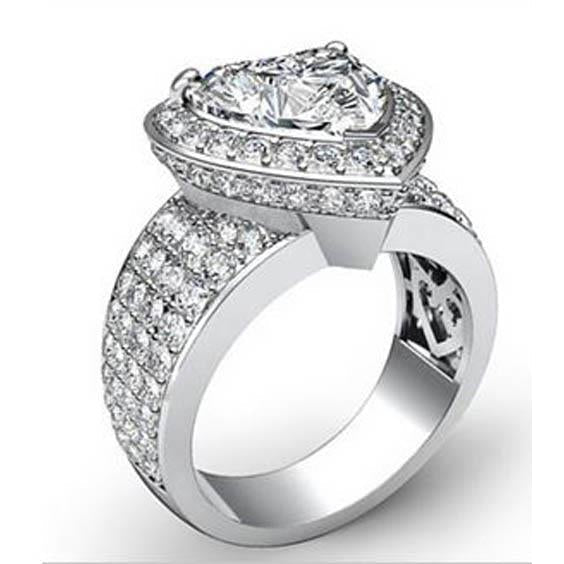 7.50 Carats Heart Natural Diamond Halo Ring White Gold 14K