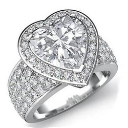 7.50 Carats Heart Natural Diamond Halo Ring White Gold 14K