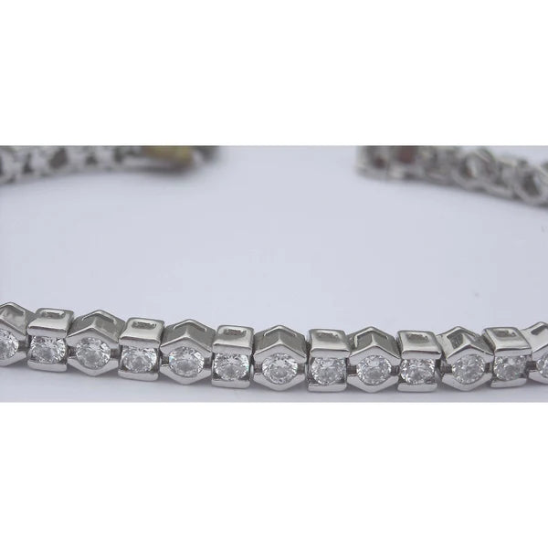 7.50 Carats Real Diamond Tennis Bracelet Round Half Bezel