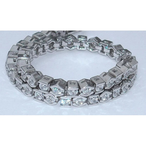 7.50 Carats Real Diamond Tennis Bracelet Round Half Bezel