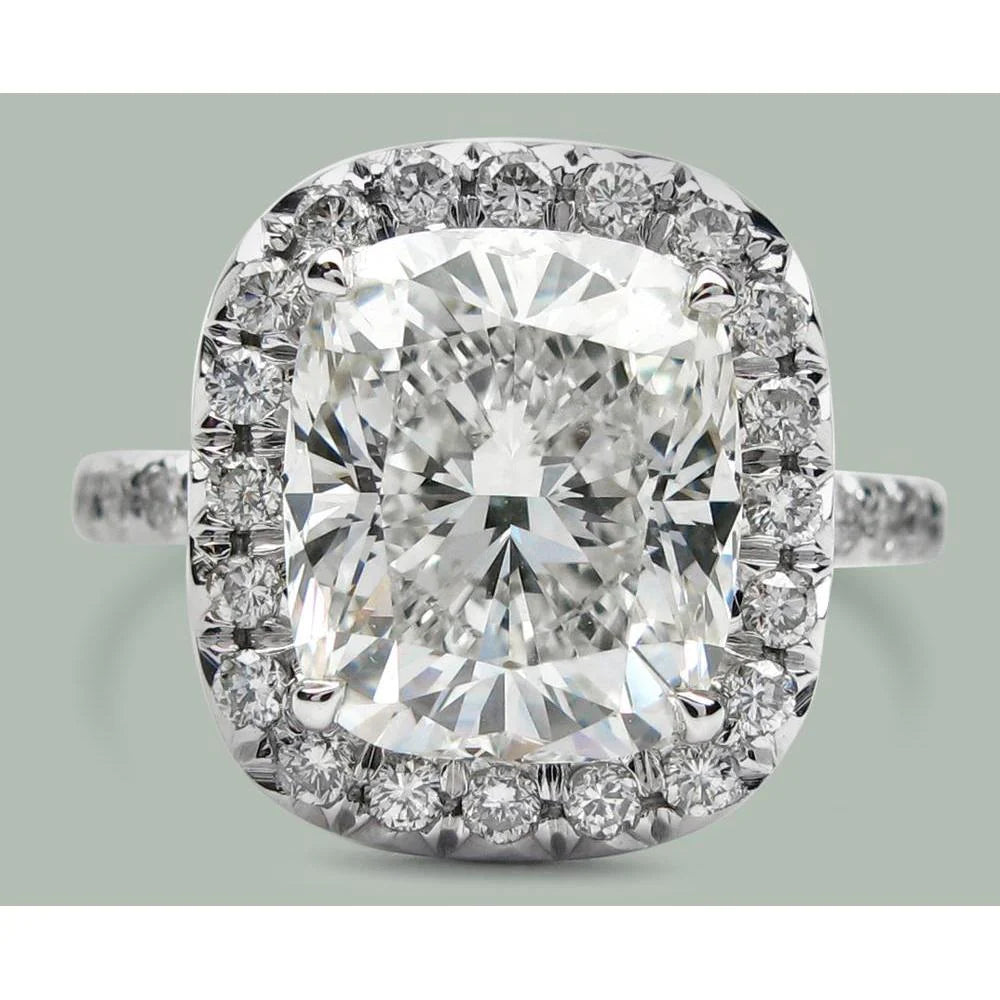 7.50 Ct Cushion Natural Diamond Halo Engagement Ring White Gold