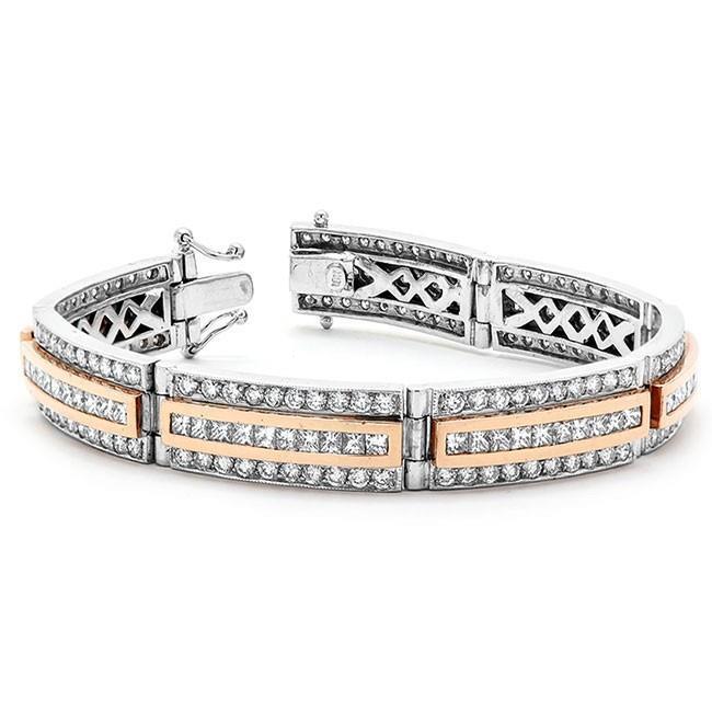7.50 Ct Sparkling Princess And Round Cut Real Diamonds Men's Bracelet