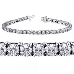 7.80 Ct Four Prong Setting Round Natural Diamond Tennis Bracelet Solid Gold