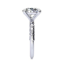 Fine Diamond Antique Cushion Single Stone Ring in 14K White Gold – side view