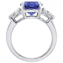 8.01 Carats Oval Tanzanite Natural Earth Mined DIAMOND ( NOT LAB GROWN ) Three Stone Anniversary Ring