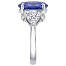 8.01 Carats Oval Tanzanite Natural Earth Mined DIAMOND ( NOT LAB GROWN ) Three Stone Anniversary Ring