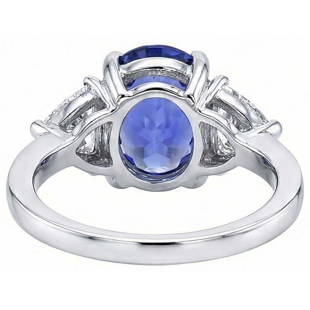 8.01 Carats Oval Tanzanite Natural Earth Mined DIAMOND ( NOT LAB GROWN ) Three Stone Anniversary Ring