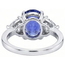 8.01 Carats Oval Tanzanite Natural Earth Mined DIAMOND ( NOT LAB GROWN ) Three Stone Anniversary Ring