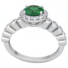 8.15 Carats Round Cut Green Emerald With Natural Earth Mined Diamonds Wedding Ring 14K WG