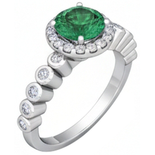 8.15 Carats Round Cut Green Emerald With Natural Earth Mined Diamonds Wedding Ring 14K WG