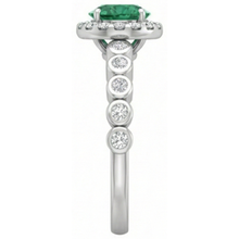 8.15 Carats Round Cut Green Emerald With Natural Earth Mined Diamonds Wedding Ring 14K WG
