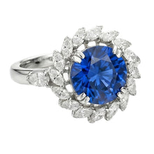 8.25 Ct. Big Sri Lanka Sapphire And Marquise Natural Earth Mined DIAMOND ( NOT LAB GROWN )s Ring