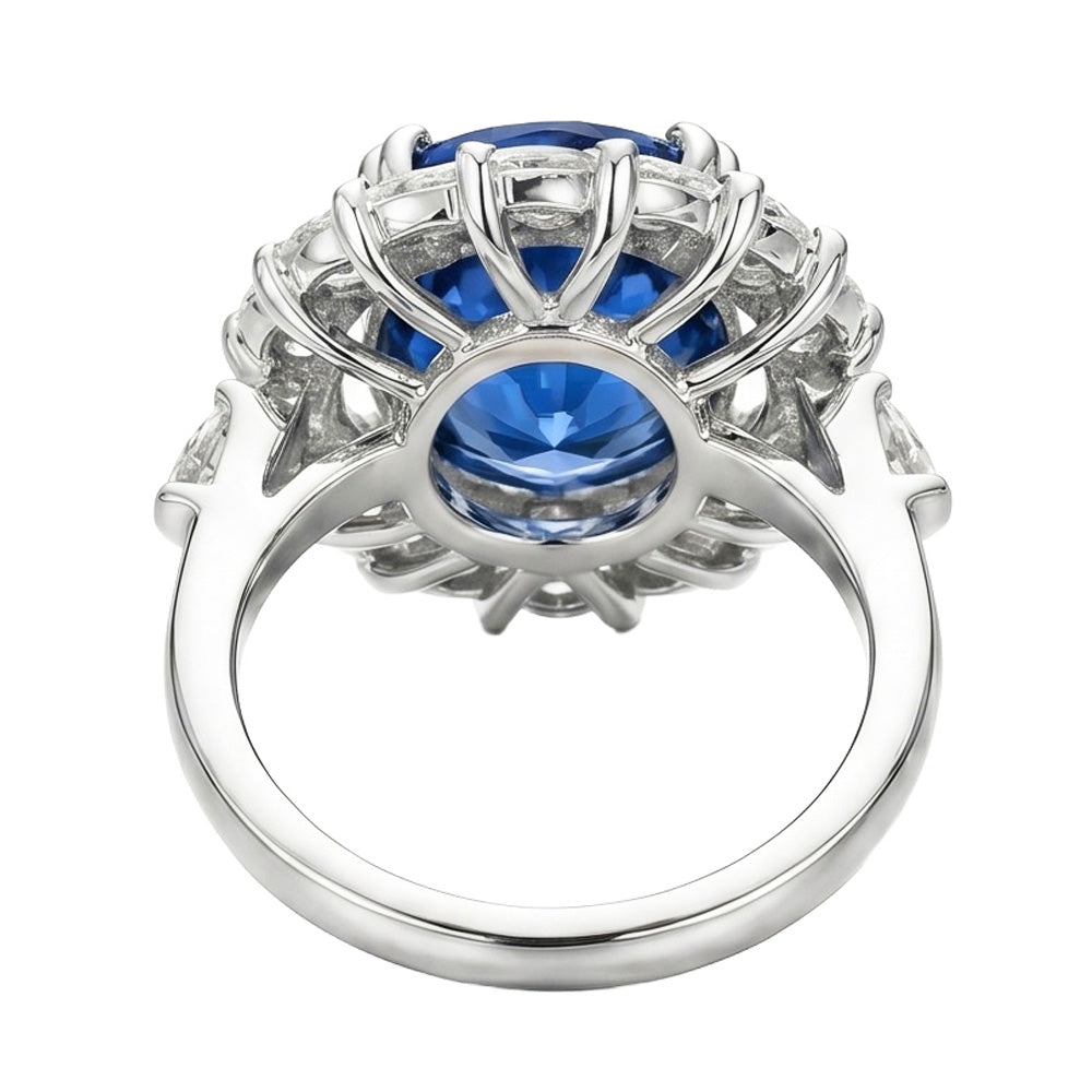 8.25 Ct. Big Sri Lanka Sapphire And Marquise Natural Earth Mined DIAMOND ( NOT LAB GROWN )s Ring