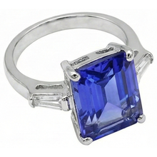 8.30 Carats Emerald Cut Tanzanite & Baguettes Engagement Ring