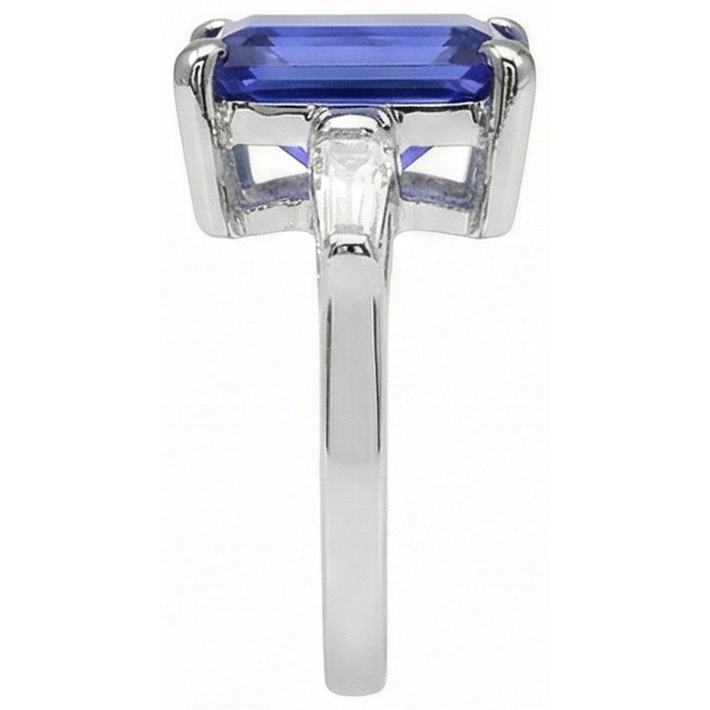 8.30 Carats Emerald Cut Tanzanite & Baguettes Engagement Ring