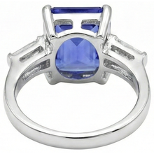 8.30 Carats Emerald Cut Tanzanite & Baguettes Engagement Ring