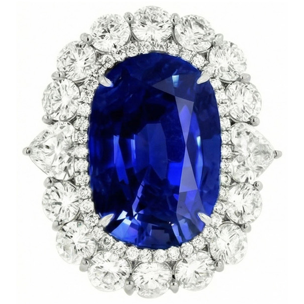 natural round sapphire 8.50ct ring close up detail