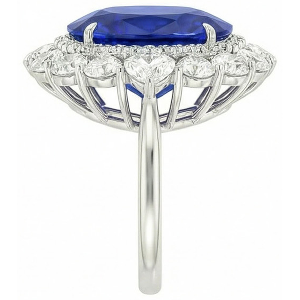 natural round sapphire 8.50ct ring profile view