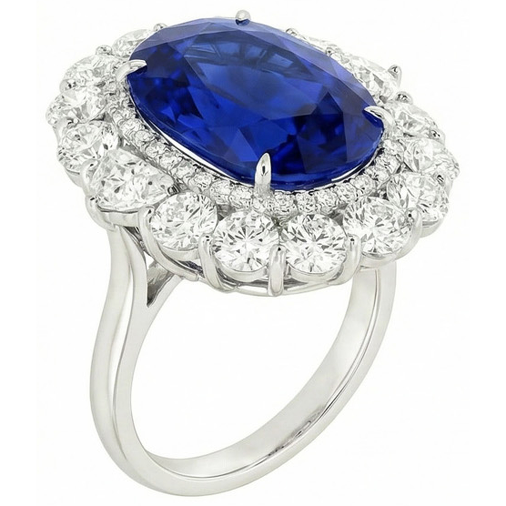 natural round sapphire 8.50ct ring top view