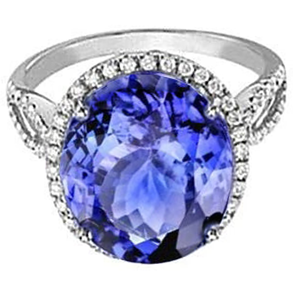 8.65 Ct. Wedding Ring AAA Oval Tanzanite And Round Natural Earth Mined Diamonds