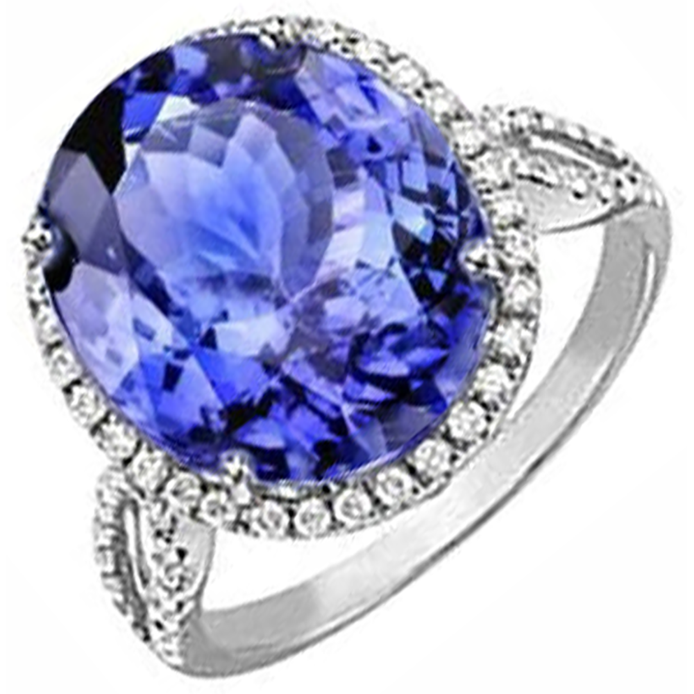 8.65 Ct. Wedding Ring AAA Oval Tanzanite And Round Natural Earth Mined Diamonds