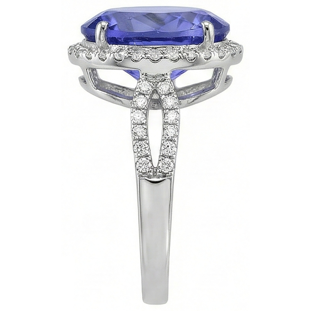 8.65 Ct. Wedding Ring AAA Oval Tanzanite And Round Natural Earth Mined Diamonds