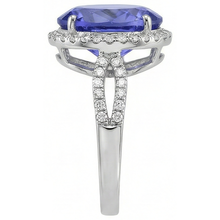 8.65 Ct. Wedding Ring AAA Oval Tanzanite And Round Natural Earth Mined Diamonds
