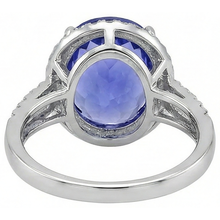 8.65 Ct. Wedding Ring AAA Oval Tanzanite And Round Natural Earth Mined Diamonds