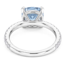 8.70 Carats Aquamarine With Natural Earth Mined DIAMOND ( NOT LAB GROWN )s Ring Prong Set White Gold 14K