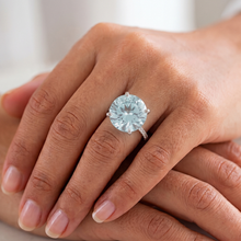 8.70 Carats Aquamarine With Natural Earth Mined DIAMOND ( NOT LAB GROWN )s Ring Prong Set White Gold 14K