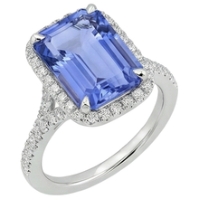 8.75 Ct Emerald Shape Tanzanite With Round Natural Earth Mined Diamonds Ring Gold New