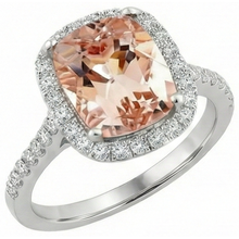 8.75 Ct Sparkling Morganite And Natural Earth Mined DIAMOND ( NOT LAB GROWN )s Ring White Gold 14K