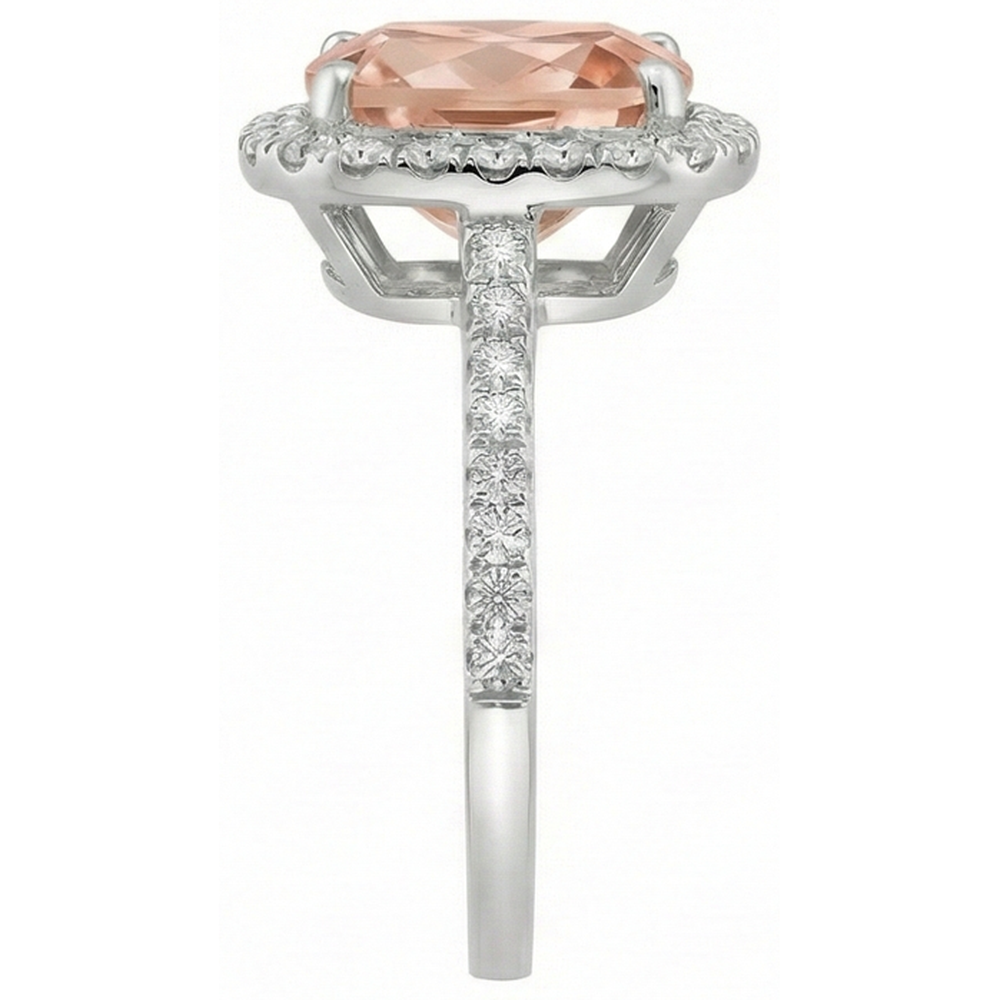 8.75 Ct Sparkling Morganite And Natural Earth Mined DIAMOND ( NOT LAB GROWN )s Ring White Gold 14K