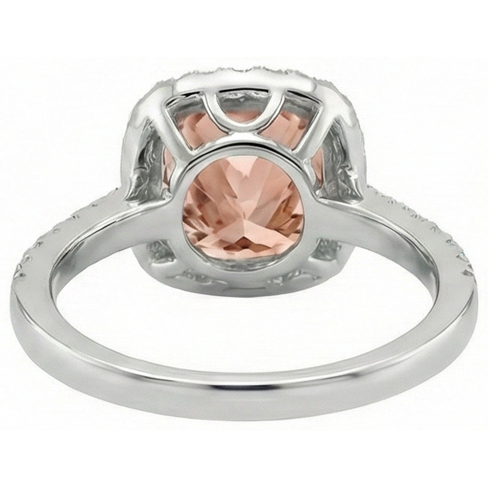 8.75 Ct Sparkling Morganite And Natural Earth Mined DIAMOND ( NOT LAB GROWN )s Ring White Gold 14K