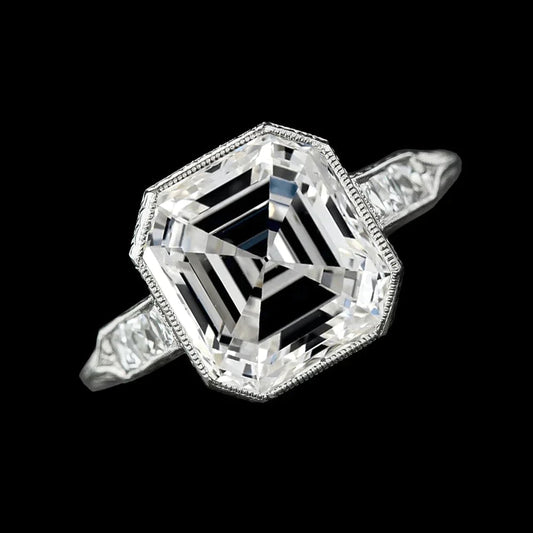 8 Carat Big Asscher Real Diamond Wedding Ring
