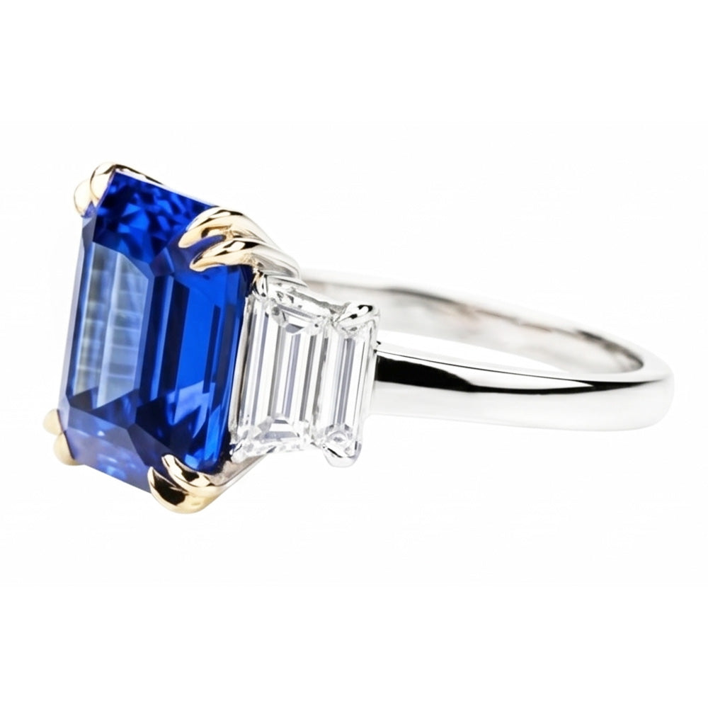 8 Carat Blue Sapphire And Natural Earth Mined DIAMOND ( NOT LAB GROWN ) Ring