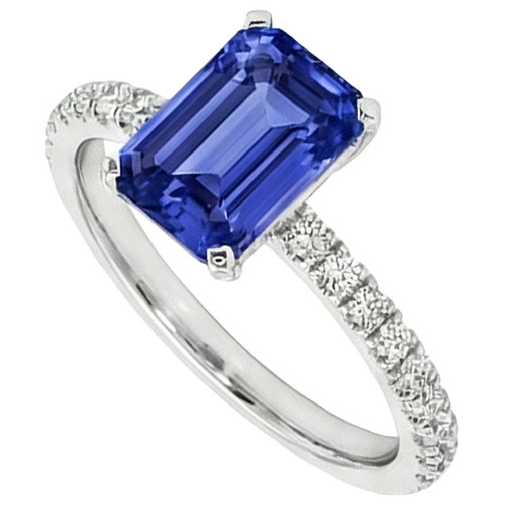 8 Carat Blue Sapphire Ring With Natural Earth Mined Diamonds