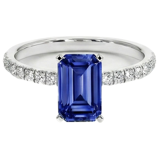 8 Carat Blue Sapphire Ring With Natural Earth Mined Diamonds