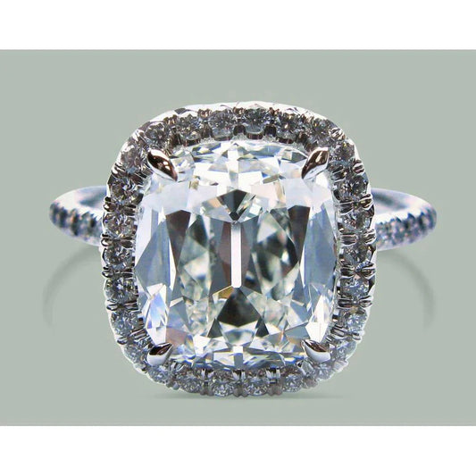 8 Carat Halo Cushion Real Diamond Ring