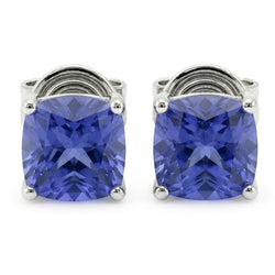 8 Carat Princess Sri Lankan Sapphire Studs Earrings Women Jewellery