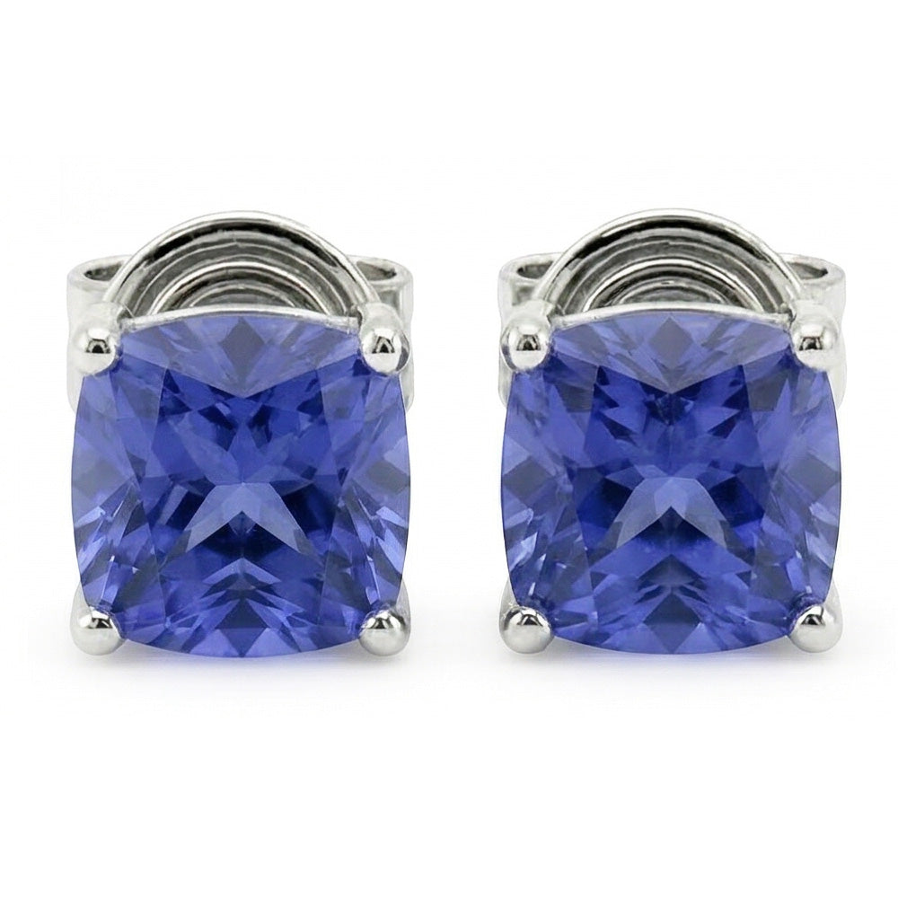 8 Carat Princess Sri Lankan Sapphire Studs Earrings Women Jewellery